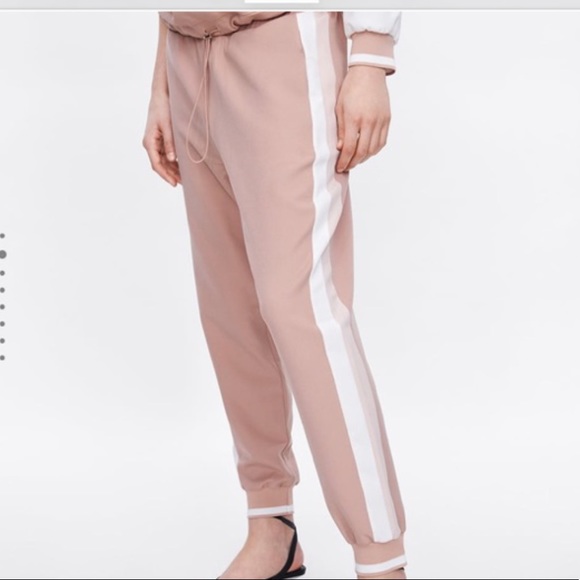 NWT Zara pink jogger contrasting white stripe - Picture 2 of 6